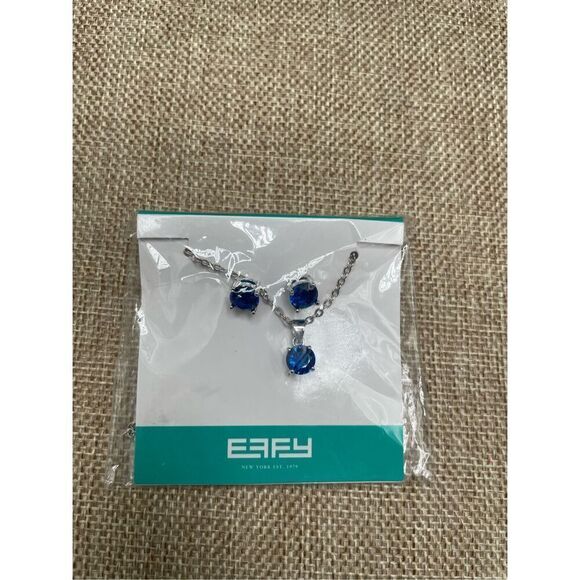 EFFY Princess Cruises Necklace & Earrings New in Package Blue Sapphire Silver Ch - Picture 5 of 5